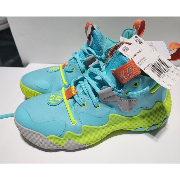 Adidas (GS) HARDEN Vol. 6 Aqua Orange | Youth 4.5 Men's 4.5 Women's 5.5 | GV8773 - Picture 4 of 9